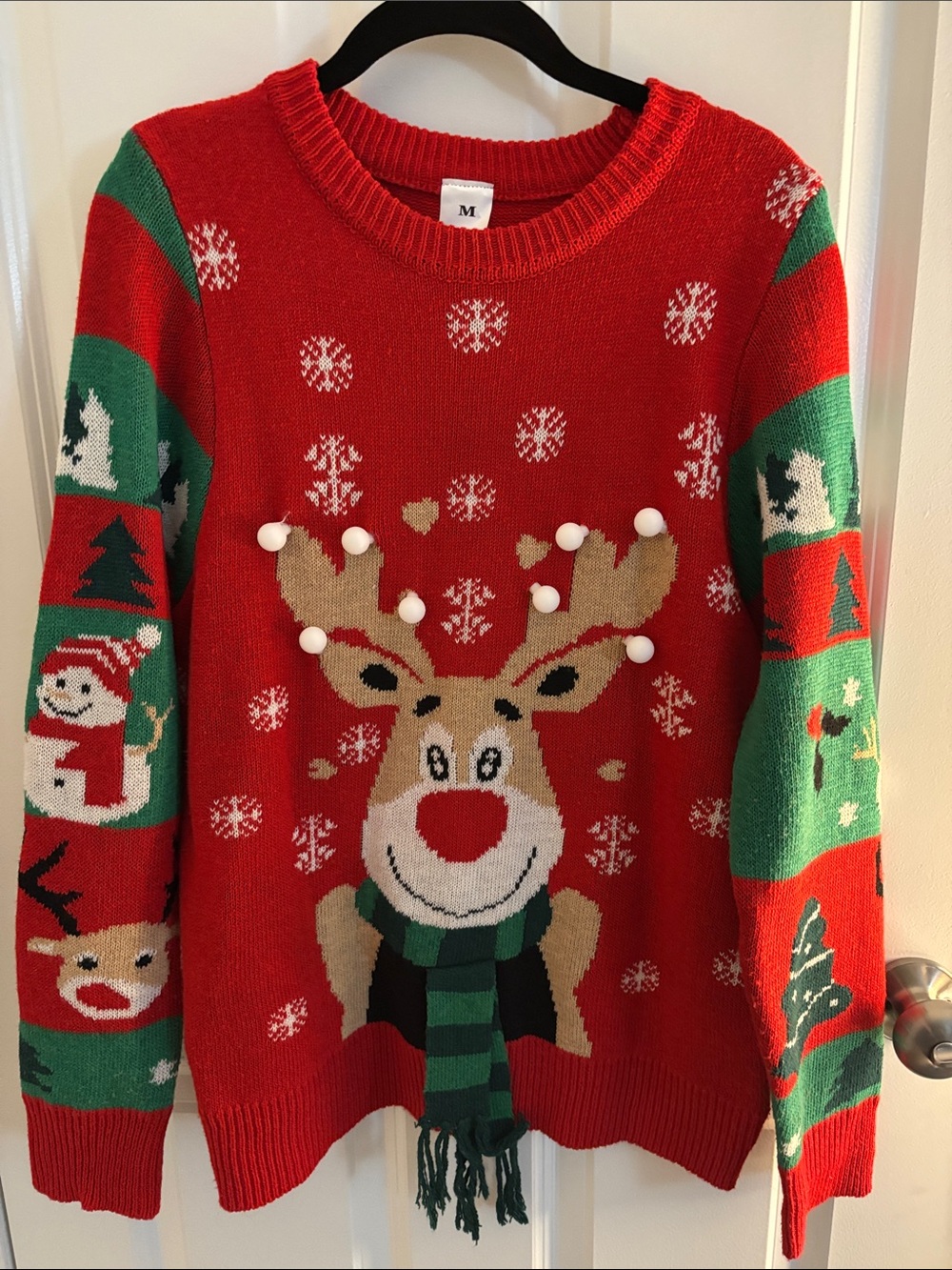 Men's Red Reindeer Crewneck Sweater by